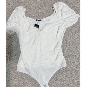 White Express lace bodysuit